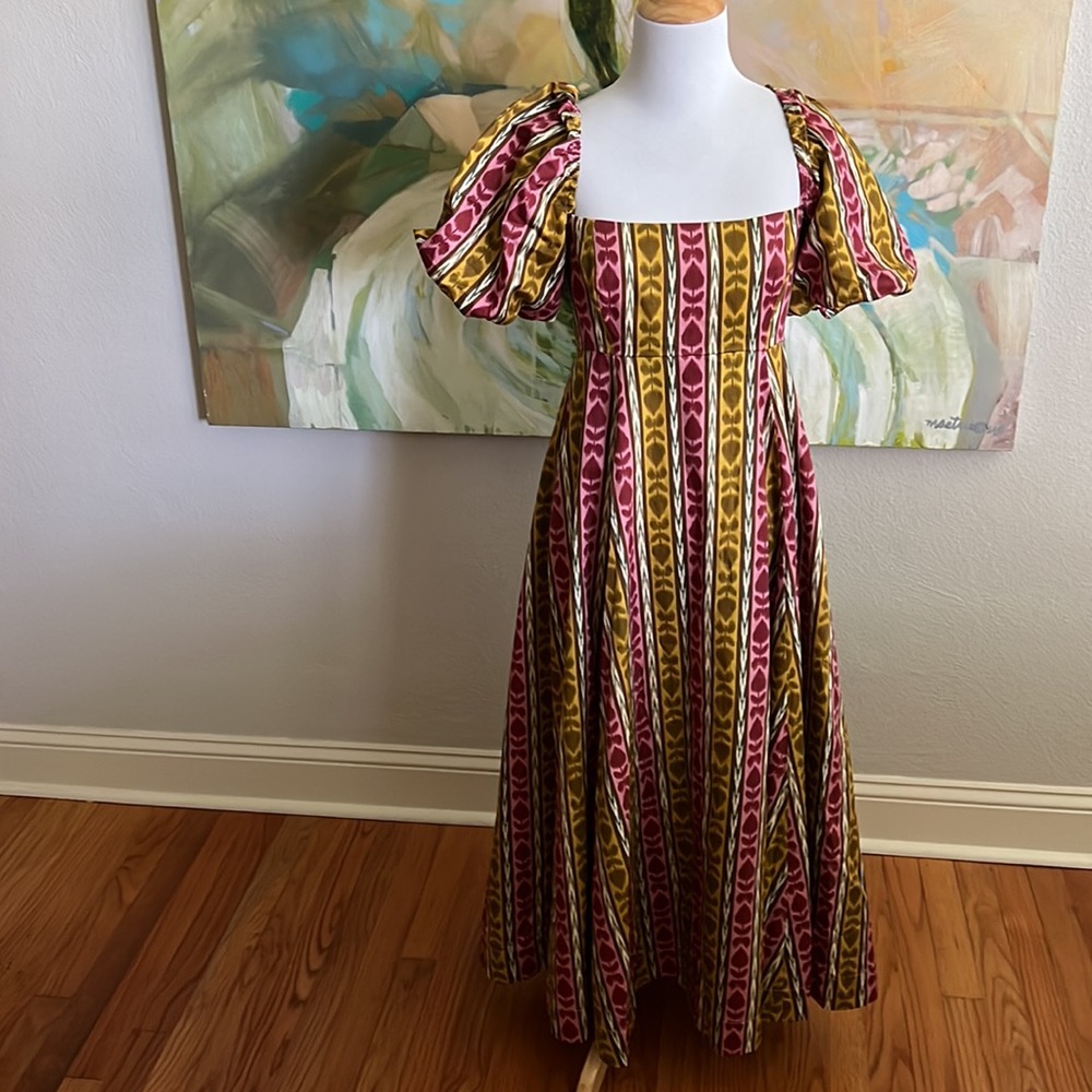 Hill House Matilda Dress Ikat topiary print small